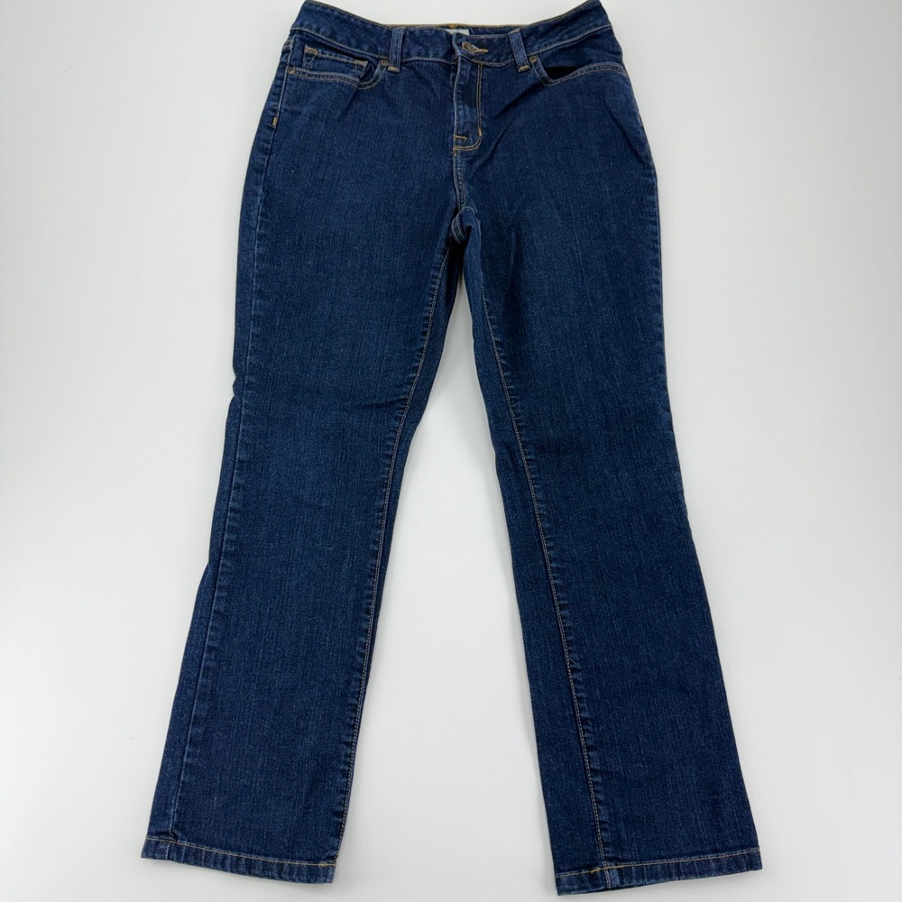 L.L. Bean Classic Fit Straight Leg Jeans Women's 8P Petite Dark Wash Stretch